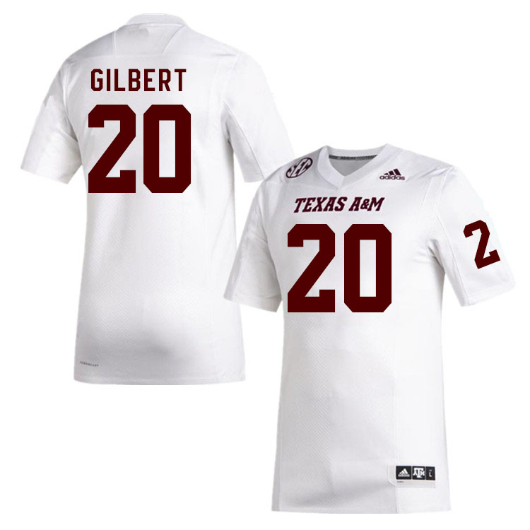 Men #20 Jardin Gilbert Texas A&M Aggies College Football Jerseys Stitched Sale-White